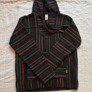 Cotton blend Black Multicolor Striped womens Sweater